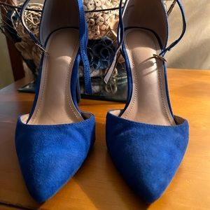 Pointed Toe Royal Blue Suede Heels